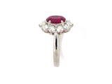 901951 - Platinum AGL Burma Ruby Diamond Cluster Ring