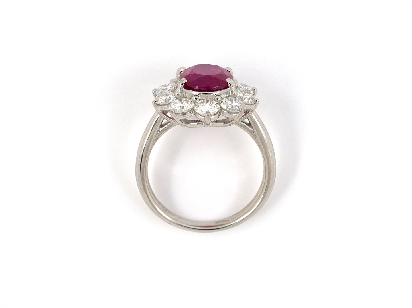 901951 - Platinum AGL Burma Ruby Diamond Cluster Ring