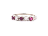 901954 - SOLD - Platinum Diamond Ruby Alternating 5 Stone Wedding Band Ring