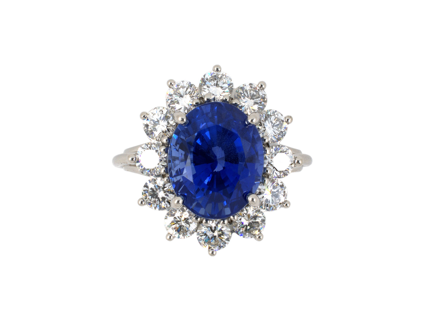 901961 - SOLD - Platinum AGL Sapphire Diamond Cluster Ring