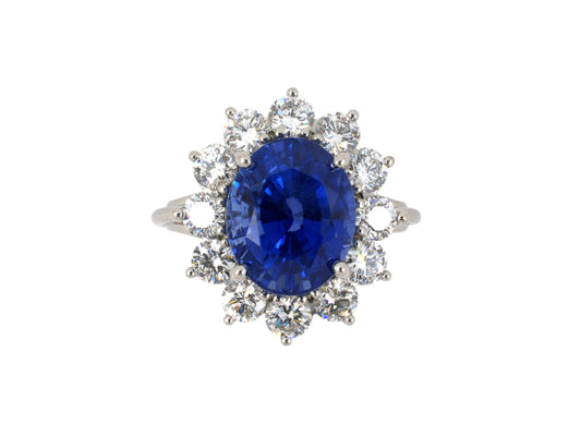 901961 - SOLD - Platinum AGL Sapphire Diamond Cluster Ring