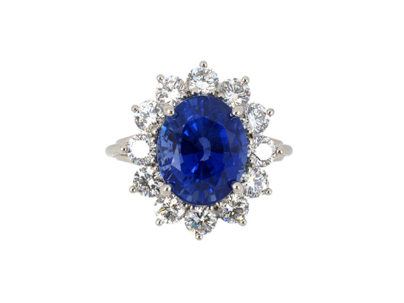901961 - Platinum AGL Sapphire Diamond Cluster Ring