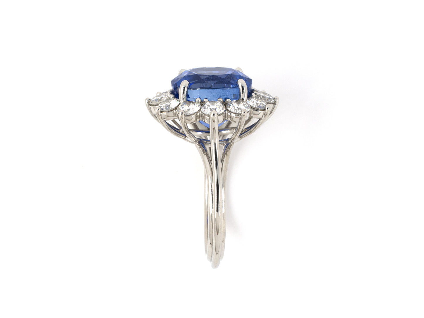 901961 - SOLD - Platinum AGL Sapphire Diamond Cluster Ring