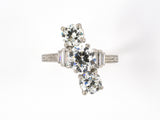 901963 - Art Deco Platinum GIA Diamond Off Set Diagonal Twist 3-Stone Dinner Ring