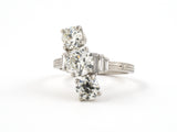 901963 - Art Deco Platinum GIA Diamond Off Set Diagonal Twist 3-Stone Dinner Ring