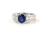 901965 - SOLD - Platinum AGL Sapphire Diamond 3-Stone Ring