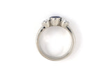 901965 - SOLD - Platinum AGL Sapphire Diamond 3-Stone Ring
