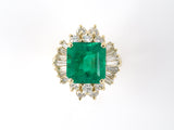 901966 - Circa 1980 Gold AGL Colombian Emerald Diamond Cluster Ring