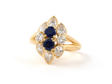 901967 - Chaumet Paris Gold Sapphire Diamond French Floral Dinner Cocktail Ring