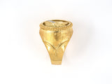 901969 - Circa 1950s Gold Diamond Carved Greek Roman God Ring