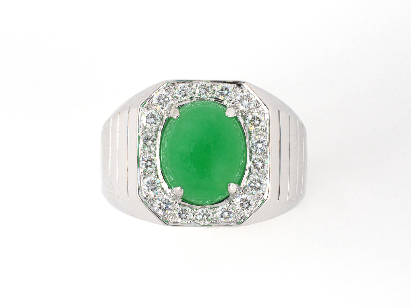 901970 - Gold Jadeite Diamond Cluster Ring