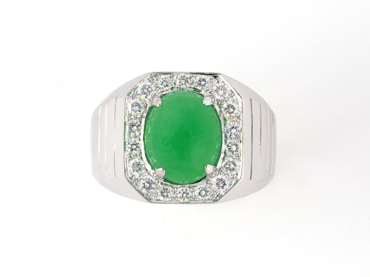 901970 - Gold Jadeite Diamond Cluster Ring