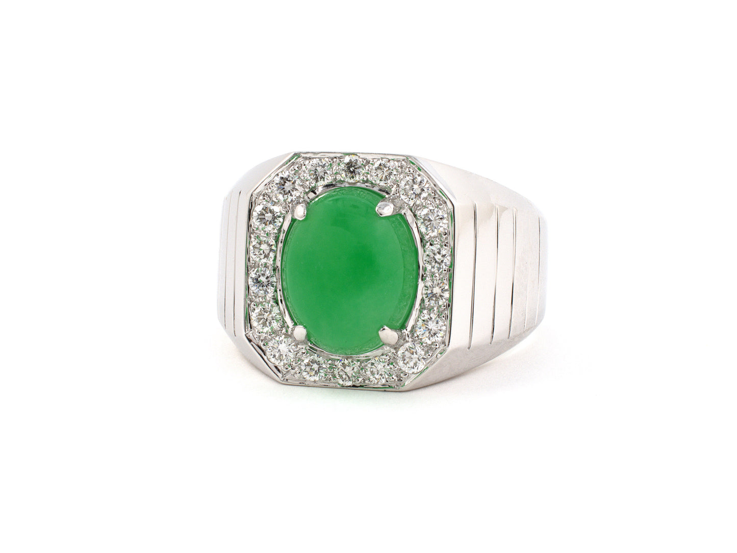 901970 - Gold Jadeite Diamond Cluster Ring
