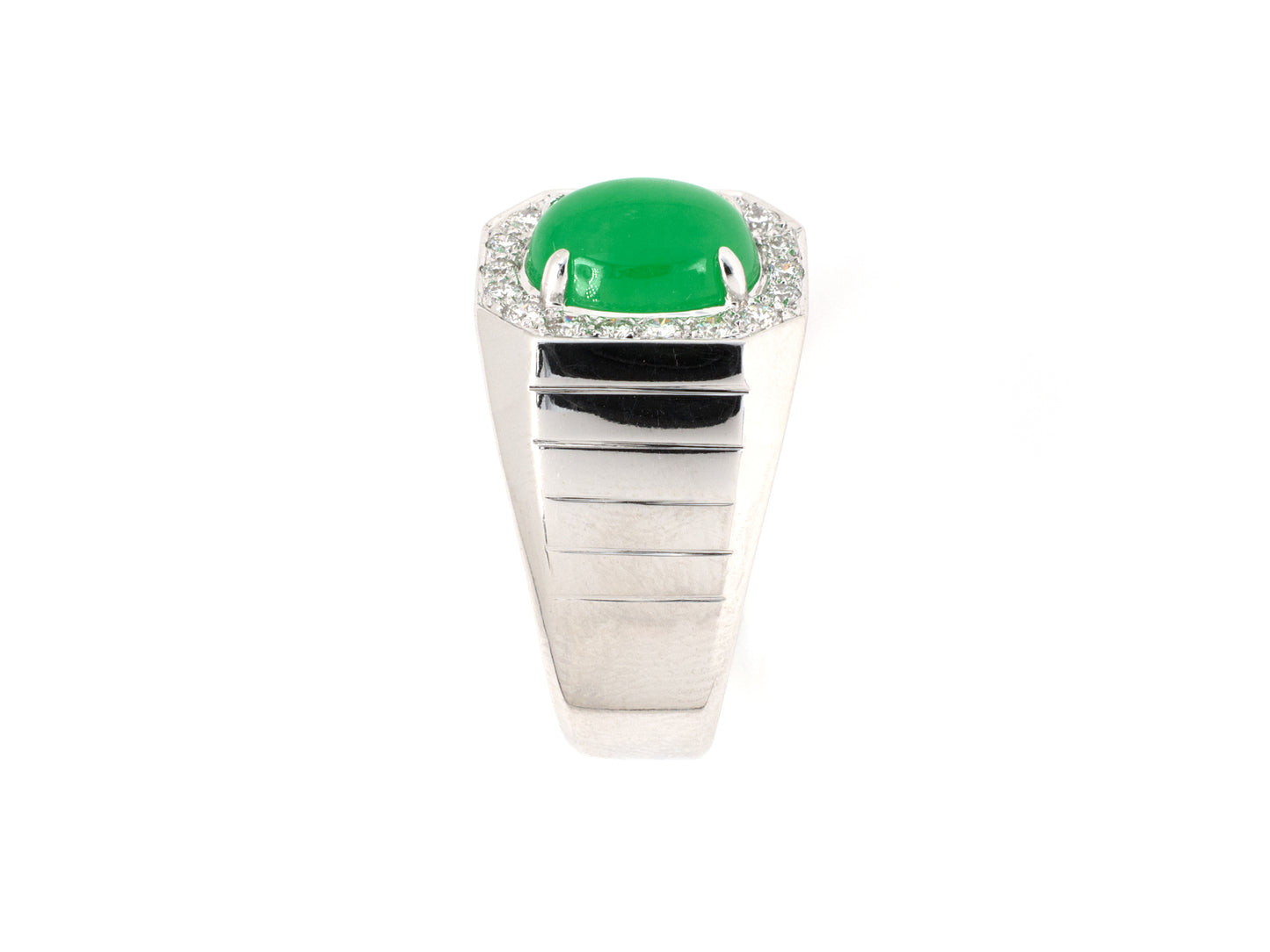 901970 - Gold Jadeite Diamond Cluster Ring