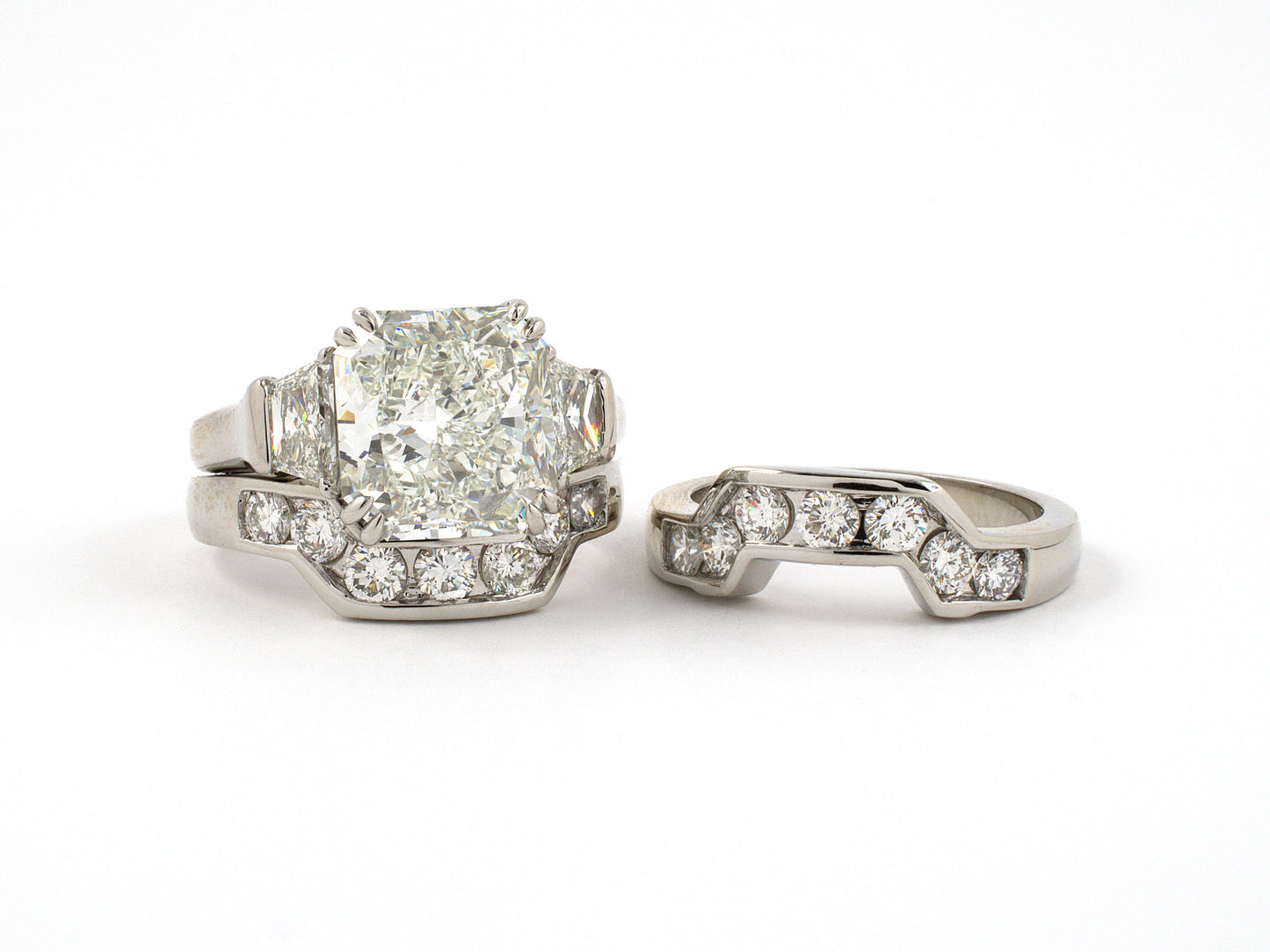 901976 - Platinum Diamond Channel Set Fitted Pair Of Guard Rings
