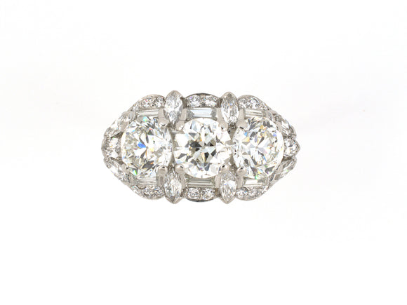 901978 - Circa 1950 Birks Platinum Diamond 3-Stone Princess Ring
