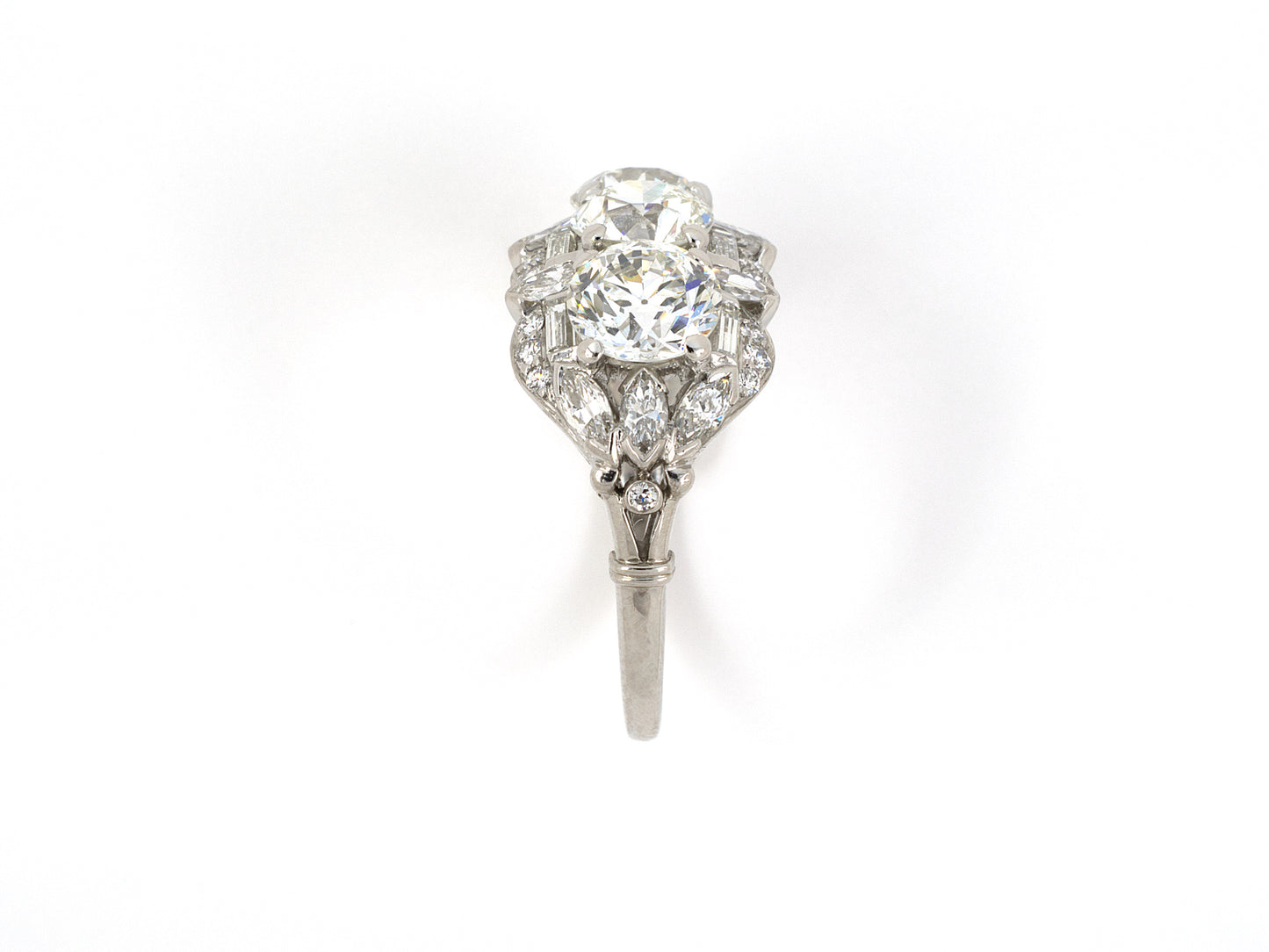 901978 - SOLD - Circa 1950 Birks Platinum Diamond 3-Stone Princess Ring