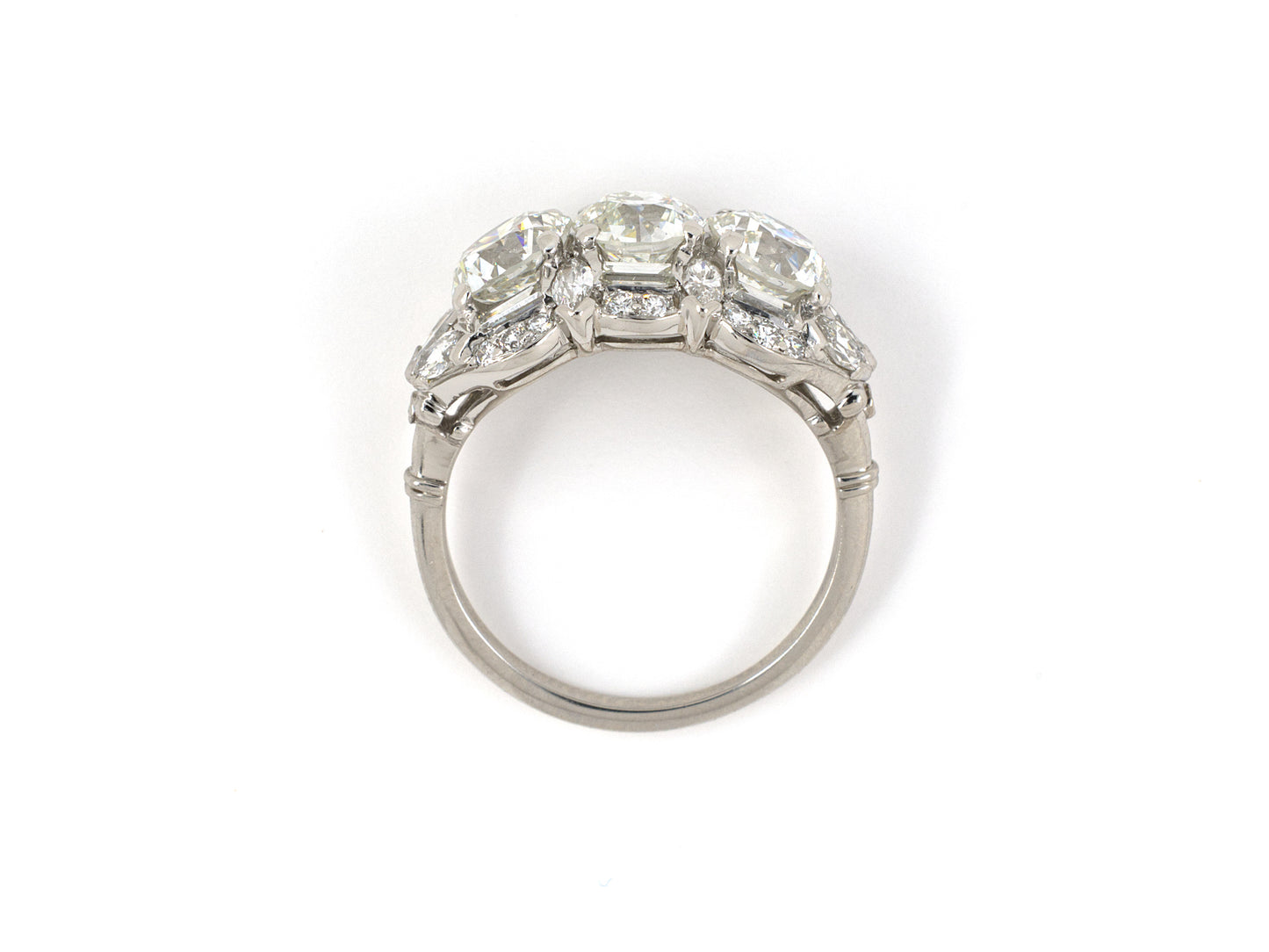 901978 - SOLD - Circa 1950 Birks Platinum Diamond 3-Stone Princess Ring