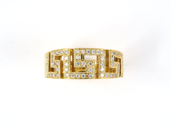 901979 - SOLD - Gold Diamond Zig Zag Geometric Band Ring