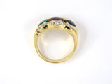 901981 - SOLD - Gold Ruby Emerald Sapphire Diamond Wedding Band 3-Stone Ring