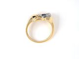 901982 - SOLD - Retro Gold Palladium Diamond Sapphire Buckle Design Ring