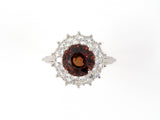 901985 - Platinum AGL Brown Reddish Orange Sapphire Diamond Cluster Ring