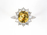 901986 - Platinum Gold AGL Madagascar Yellow Sapphire Diamond Cluster Ring