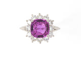 902002 - Platinum AGL Pink Sapphire Diamond Cluster Ring