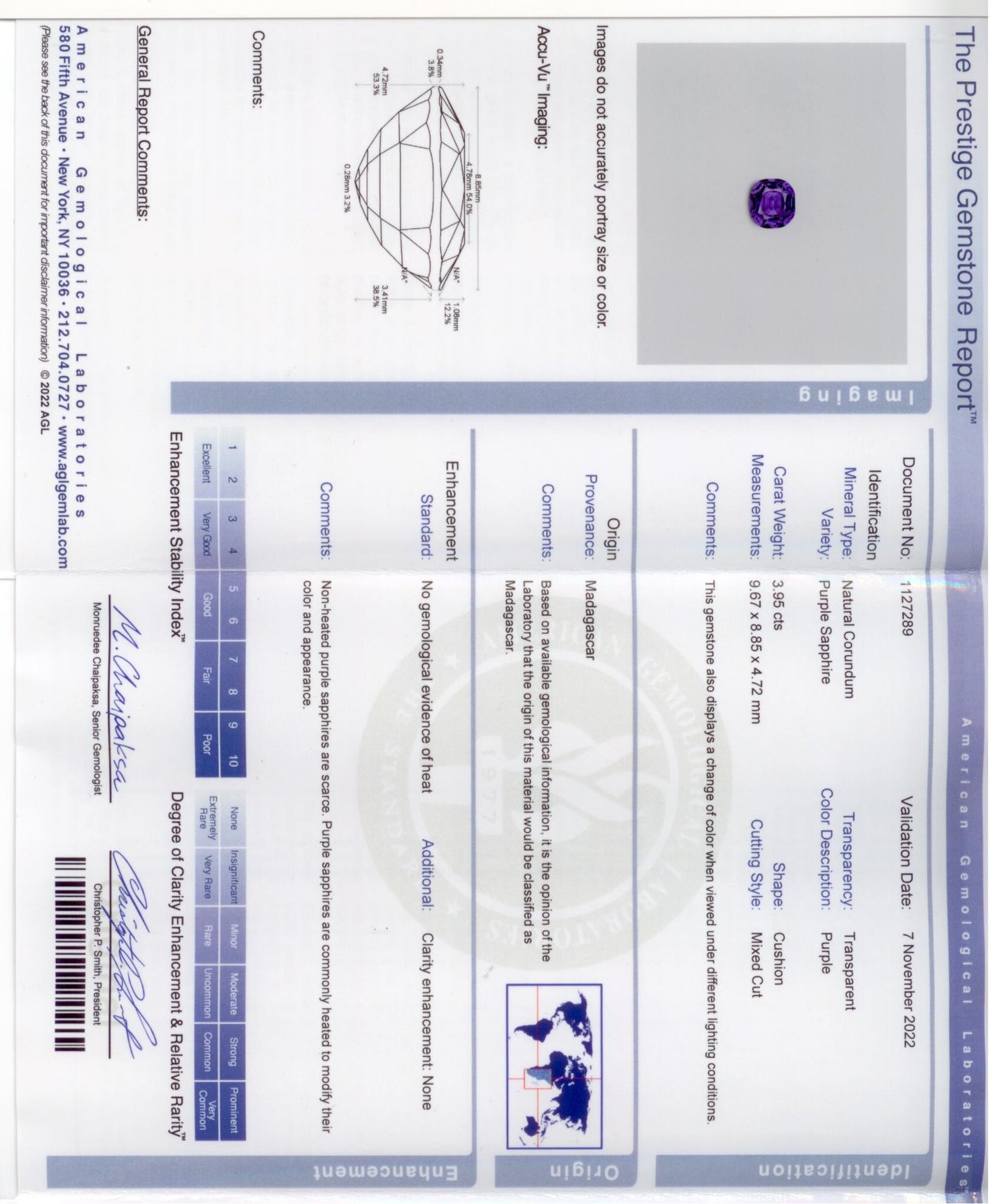 902004 - SOLD - Platinum AGL Purple Sapphire Diamond Cluster Ring