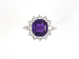 902004 - Platinum AGL Purple Sapphire Diamond Cluster Ring