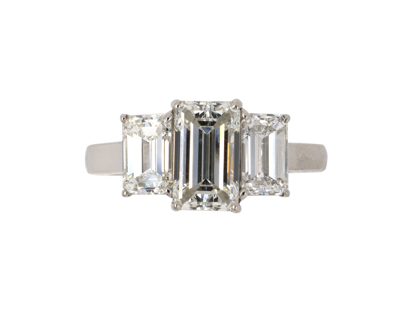 902006 - SOLD - Platinum GIA Emerald Cut Diamond 3 Stone Ring