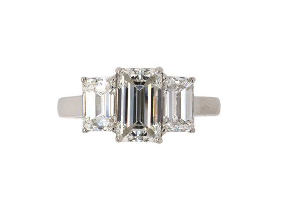 902006 - Platinum GIA Emerald Cut Diamond 3 Stone Ring