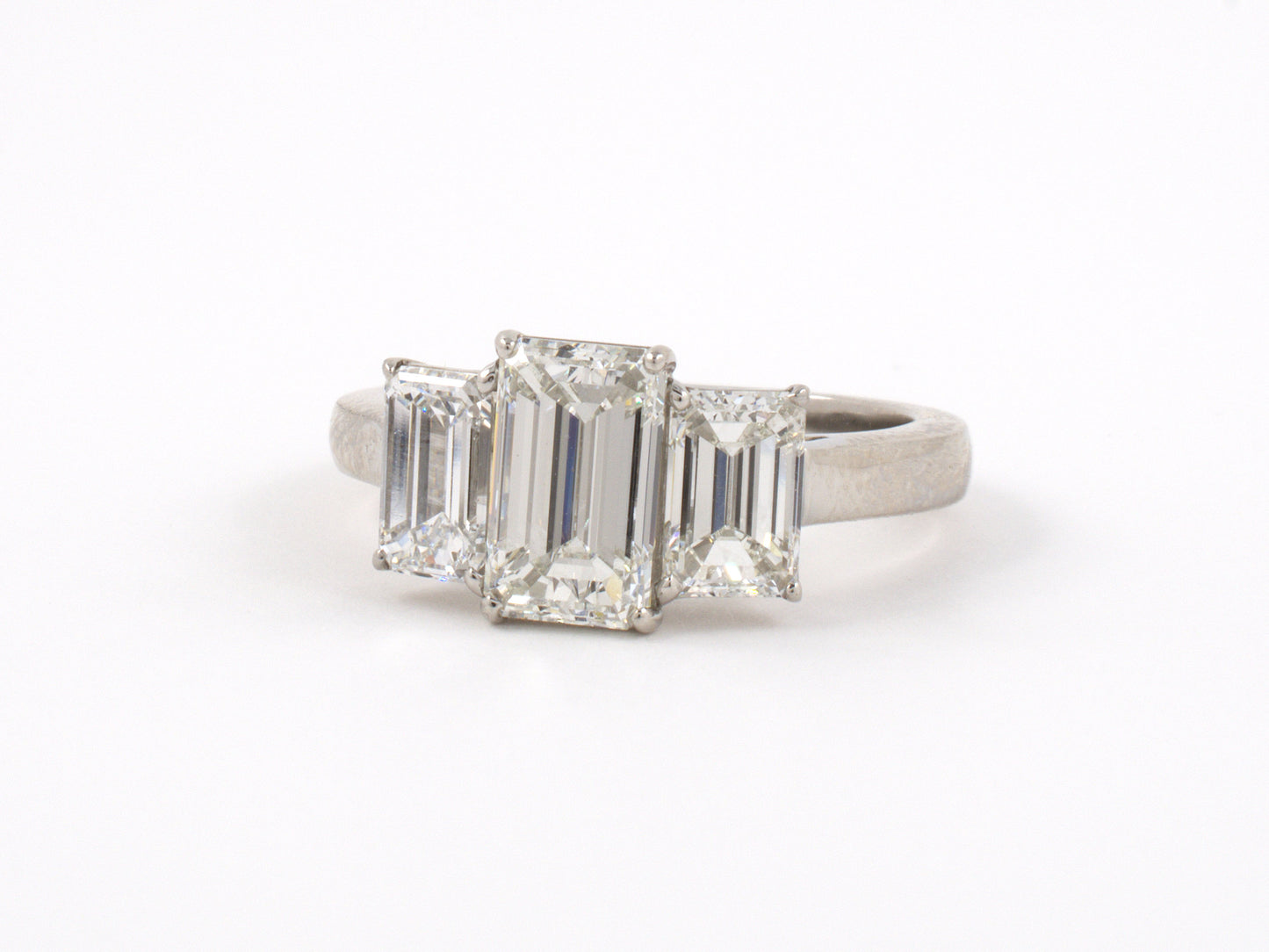 902006 - SOLD - Platinum GIA Emerald Cut Diamond 3 Stone Ring
