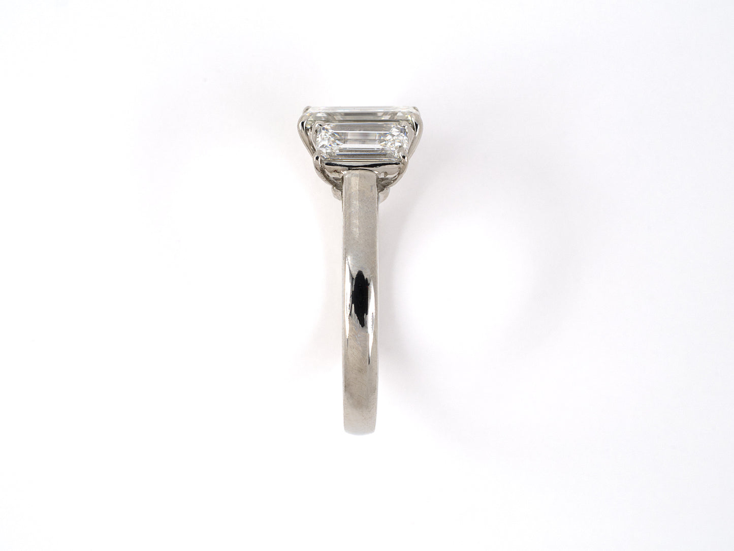 902006 - SOLD - Platinum GIA Emerald Cut Diamond 3 Stone Ring