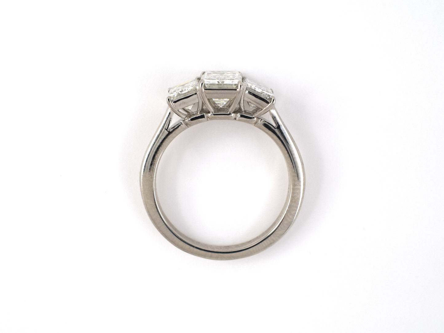 902006 - SOLD - Platinum GIA Emerald Cut Diamond 3 Stone Ring