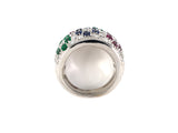 902008 - SOLD - Nabucco Italy Gold Diamond Emerald Sapphire Ruby Floral Design Wedding-Band Ring