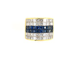 902009 - SOLD - Love Story Gold Diamond Sapphire 6 Row Wedding-Band Ring