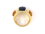 902010 - Gold Diamond Yellow Sapphire Blue Sapphire Cocktail Wedding-Band Ring