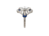 902011 - SOLD - Art Deco Platinum GIA Marquise Diamond Sapphire Engagement Ring
