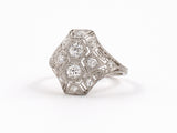 902012 - Art Deco Platinum Diamond 2-Stone Dinner Ring