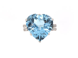 902014 - Retro Palladium Aqua Diamond Engagement Ring