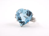 902014 - Retro Palladium Aqua Diamond Engagement Ring