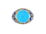 902027 - Cerro Gold Turquoise Blue Enamel Domed Ring