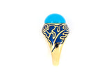 902027 - Cerro Gold Turquoise Blue Enamel Domed Ring