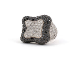 902035 - SOLD - Gold Black And White Diamond Pave Asymetrical Square Ring