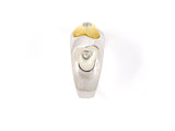 902037 - Italy Gold Diamond Cabochon Mother Of Pearl Floral Band Ring