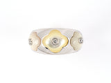 902038 - Italy Gold Diamond Cabochon Mother Of Pearl Floral Band Ring