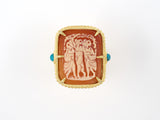 902043 - SOLD - Judith Ripka Sterling Silver Vermeil Cameo Turquoise Dinner Ring