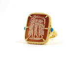 902043 - SOLD - Judith Ripka Sterling Silver Vermeil Cameo Turquoise Dinner Ring