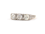 902045 - Edwardian Platinum Gold Diamond Chased 3-Stone Ring